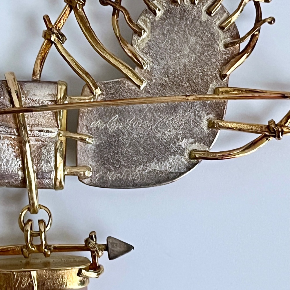 Carolyn Morris Bach  Winged Goddess Brooch 18K,  Fine Sterling Silver - Picture 11 of 13